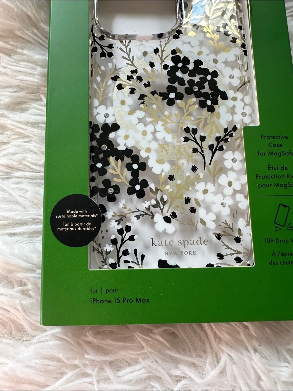 Kate Spade New York Tough Multi Floral Black White MagSafe iPhone 15 Pro Max NEW